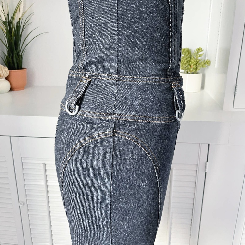 Vintage D&G Dolce & Gabbana Denim Fitted Bustier Dress Size XS - Picture 7 of 10